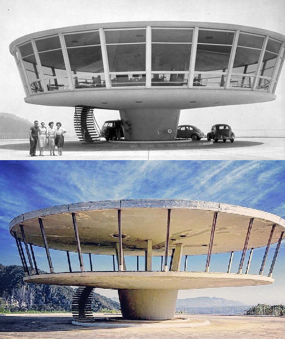 Futuristic style restaurant in Brazil, 1960s vs 2013